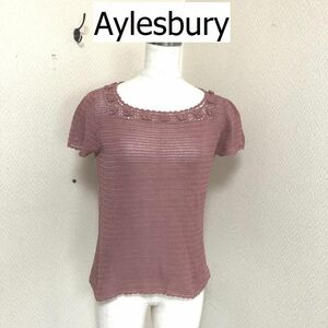 Aylesbury（アリスバーリー） レディース　カットソー　半袖　花付き サマーニット ピンク 半袖 S 7号