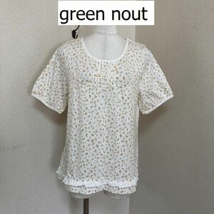 大きいサイズ green nout (グリーンノート)レディース 半袖 　Tシャツ カットソー 3L 15号　白 レトロドット