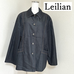 Leilian（レリアン） 大きいサイズ　ステンカラ―ジャケット　黒　ブラック　11号　春　秋