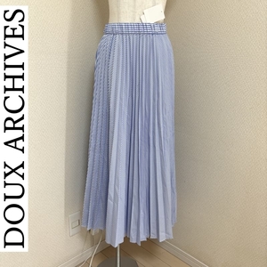 タグ付き　DOUX ARCHIVES（ドゥ アルシーヴ）　ロングスカート　春　夏　プリーツスカート　ブルー　M　