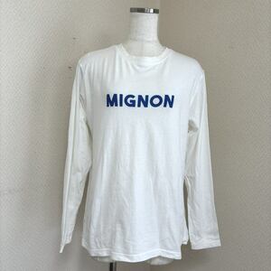 MIGNON ロゴプリント　レディース　ロングTシャツ 長袖カットソー　ロンＴ　ホワイト