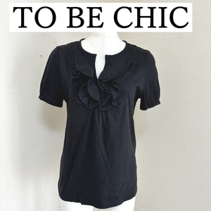 TO BE CHIC シルケットポンチ プルオーバーカットソー 半袖 フリル付き ２