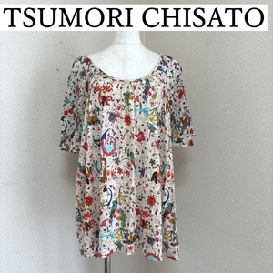 TSUMORI CHISATO Tsumori Chisato короткий рукав блуза человек рыба принт тянуть over A линия русалка 