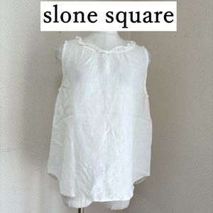 slone square（スロンスクエア）レディース ノースリーブブラウス リネン タンクトップ ホワイト　白 無地