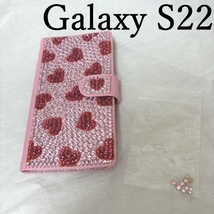 スマホケース　手帳型 Galaxy　S22 ピンク　　デコ_画像1
