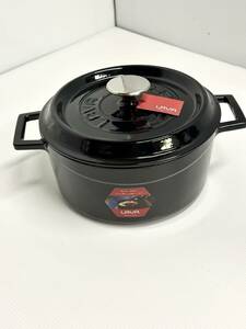 staub ストウブ ル・クルーゼ同等　LAVA ラウンドキャセロール24cm　キャンプ・アウトドア　ダッチオーブン代わりにも！無骨で格好いい黒色