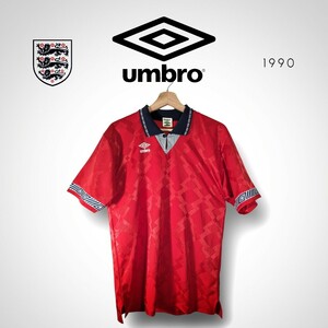 アンブロ イングランド代表ユニフォーム アウェーモデル 赤/レッド 1990年 ゲームシャツ ビンテージ オールドユニフォーム