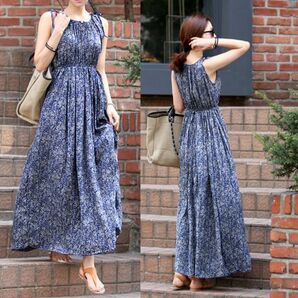 ワンピース ロングワンピース ロング丈 キャミワンピース 花柄 マキシ丈 新入荷～オシャレ 小花柄 ノースリーブ