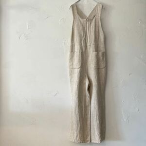  Calle vintage CURRENTAGElinen overall 4 overall Jump suit all-in-one beige lady's coveralls pants 