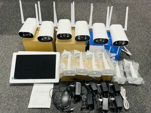 Srihome　最新 ワイヤレス防犯カメラ6台セット+10.1インチLCDモニター暗視撮影 H.265+映像圧縮技術 カメラ増設自由