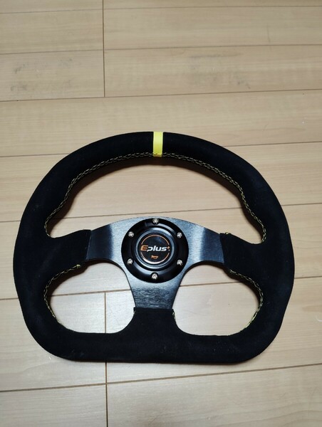 スエード風 320mm D型 黄色　ステアリング ハンドル φ32 momo FT86 ZN6 S2000 S660 FD3S RX-8 インプレッサ ランエボ GT-R ZC33S