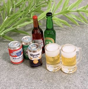 No.14酒瓶 アルコールボトルセット 缶ビール ビールジョッキ計7個 ミニチュア ドールハウス ＊飲み物ではありません！