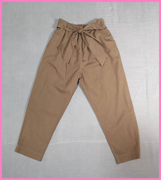 BOTS‐20‐3☆春夏秋☆新品☆送料込み☆即決☆ナチュラル系☆インド綿☆Mサイズ☆パンツ☆こげ茶色☆リボン付き☆裏地有り