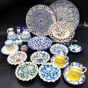 YZ620) tableware hand paint various summarize 15 point 4kg present condition goods / Turkey Italy cup & saucer bowl kyu tough ya ceramics plate decoration plate floral print 