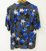 NIPOALOHA ニポアロハ / アロハシャツ レーヨン 花柄 ハイビスカス 開襟シャツ ブルー×グレー SIZE:M メンズ ≡FG7117_画像2