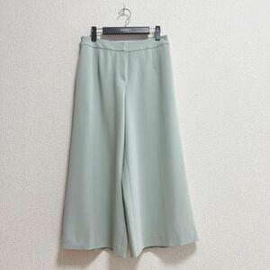 Leilian Leilian * stretch material wide pants green 11* lady's made in Japan gaucho pants 