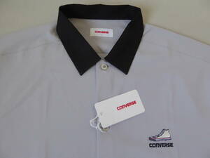 大きい CONVERSE コンバース スニーカー刺繍 オーバーサイズ 半袖シャツ　M　灰黒