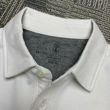 BRUNELLO CUCINELLI(ブルネロ クチネリ) メンズ ポロシャツ 半袖Tシャツ 紳士服 カノコ 綿 無地 春夏 ホワイト XLサイズ　SLIM FIT_画像6