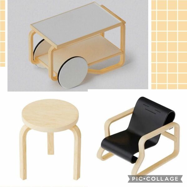 artek ガチャ アルテック ミニチュア3つセット スツール60 ティートロリー アームチェアパイミオ　アアルト アールト