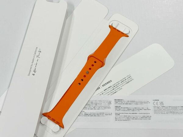 ☆即決未使用 Apple Watch HERMES 限定 Series9 オレンジ スポーツバンド 45mm 44mm 純正 アップルウォッチ エルメス ラバーバンド 022