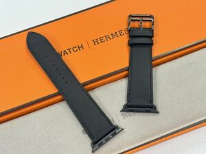 ☆即決 未使用Apple Watch Hermes 45mm 44mm ブラック 黒 シンプルトゥール レザーストラップ アップルウォッチ エルメス 024
