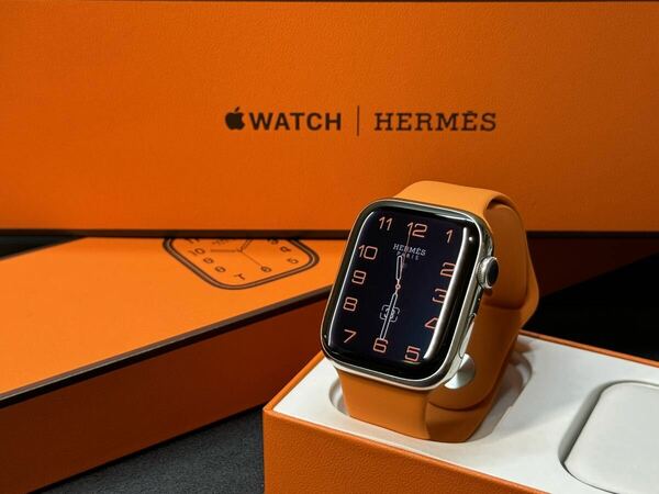 ★即決 ケア+ 美品 Apple Watch series7 HERMES 45mm アップルウォッチ エルメス GPS+Cellular シルバーステンレス シリーズ7 843