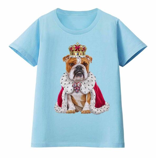 イングリッシュブルドッグ いぬ 犬 王様 キング 王子様 王冠 Tシャツ メンズ 半袖Tシャツ