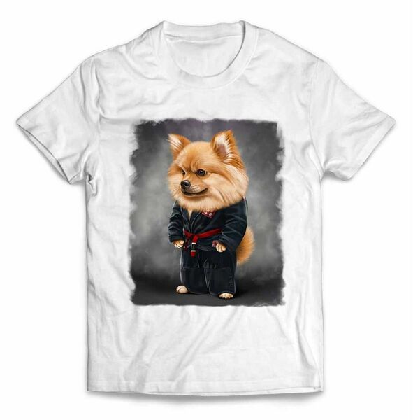 ポメラニアン いぬ 犬 柔道 柔道着 空手 筋トレ Tシャツ 半袖 メンズ レディース