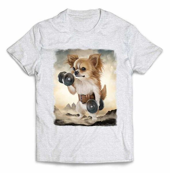 チワワ いぬ 犬 ダンベル 筋トレ 半袖 Tシャツ メンズ レディース キッズ