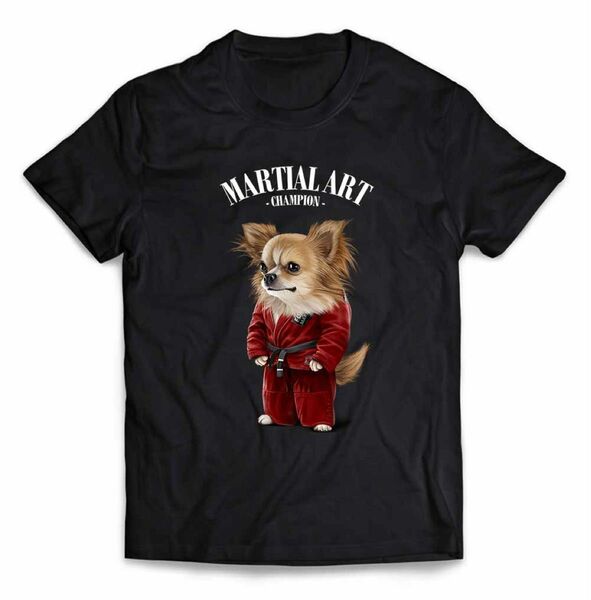 チワワ 犬 柔道 柔道着 筋肉 筋トレ チャンピオン 半袖 Tシャツ メンズ プリント