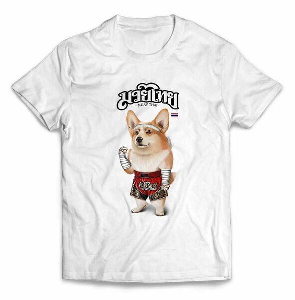 ウェルシュ・コーギー いぬ 犬 ムエタイ キックボクシング 半袖 Tシャツ プリント