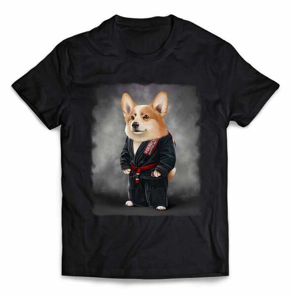 ウェルシュ・コーギー いぬ 犬 柔道 柔道着 武道 筋トレ Tシャツ メンズ デザインTシャツ 半袖