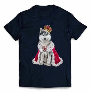 シベリアンハスキー いぬ 犬 王様 キング 王子様 王冠 Tシャツ メンズ 半袖Tシャツ T-Shirt