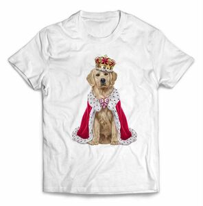 ゴールデンレトリバー 犬 いぬ 王様 キング 王子様 王冠 Tシャツ メンズ 半袖Tシャツ
