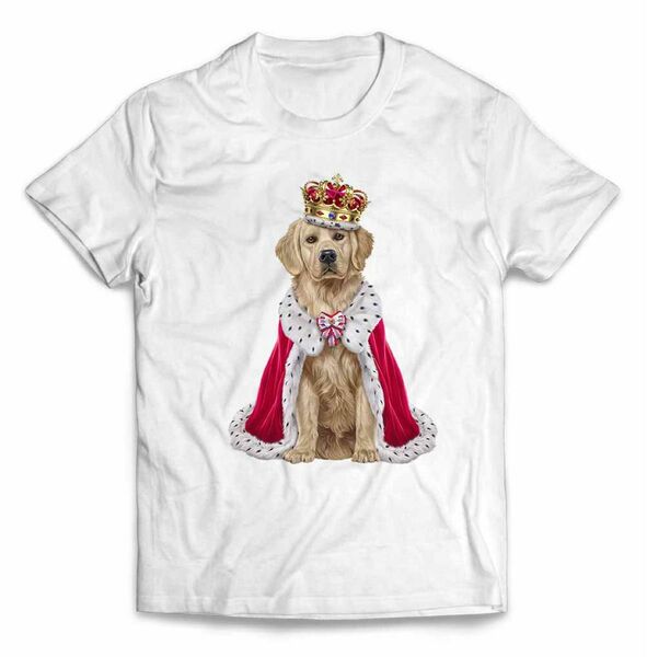 ゴールデンレトリバー 犬 いぬ 王様 キング 王子様 王冠 Tシャツ メンズ 半袖Tシャツ