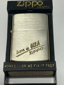 1989年 イタリック体　ロゴ柄　born in USA　zippo　コンビカラー　未使用 やや難