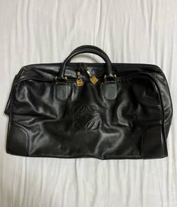 LOEWE ロエベ　レザー・トラベルボストン・ハンドバッグ 、ブラック 中古品 