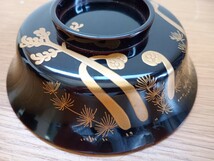 ☆輪島塗　黒吸物椀　椀　蕨　蝶　蒔絵　漆器　和食器　9客　大正13年　共箱付き_画像5