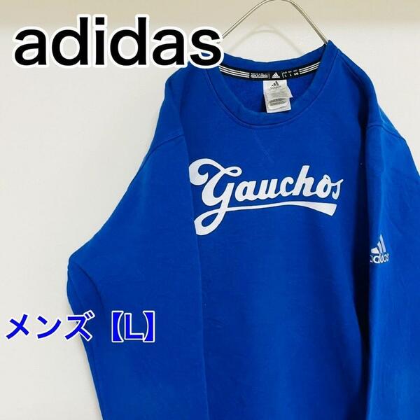 YT46【US輸入】adidas　スウェット【メンズL】JPN(2XO)　青色