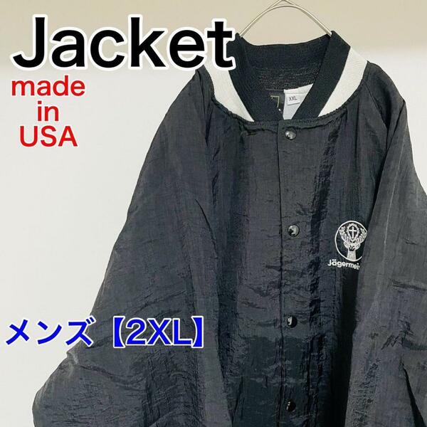 YS41【USA製】K-Products　ナイロンジャケット【メンズ2XL】黒色