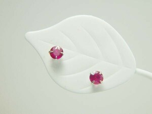  free shipping [7 month birthstone ] platinum setting natural ruby [3.5mm] earrings 