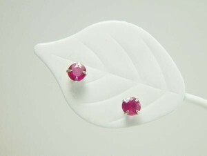  free shipping [7 month birthstone ] platinum setting natural ruby 3.5mm earrings 