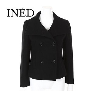 A5734/ beautiful goods autumn winter INED Ined INED wool nappy plain high‐necked half double to wrench pea coat jacket blouson 11 black / lady's 