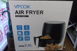 VPCOK AIR FRYER 004513 電気フライヤー 2.6L ノンオイル フライヤー ヘルシー 揚げ物 調理 ブラック 箱付き 説明書