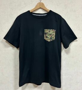 XLARGE エクストララージ メンズ迷彩ポケット 半袖Tシャツ コットン アウトドア ブラック Lサイズ