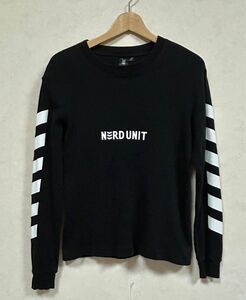 NERD UNIT ナードユニット メンズ長袖ロンT ブラック コットン100% 長袖 Tシャツ カットソー XSサイズ