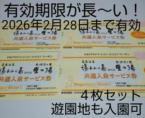 湯あみの島 ４枚セット 長島温泉 里の湯 入泉券 ナガシマスパーランド 遊園地 ナガシマリゾート