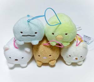 ナムコ限定　すみっコぐらし　うつぶせゴムひも付きマスコット　しろくま　ねこ　ぺんぎん？　とんかつ　とかげ　全5種セット