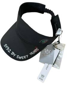 【新品タグ付】SY32 by SWEET YEARS/SYG LADYS RIBBON SUN VISORリボン付ゴルフ用サンバイザー[SYG-23S106](ブラック/サイズF)