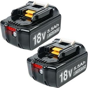 ★2Packs★ 互換 マキタ 18V バッテリー BL1860B 18V 5.5Ah 電動工具用 バッテリー 大容量電池LEDデジタル残量表示 2個セット